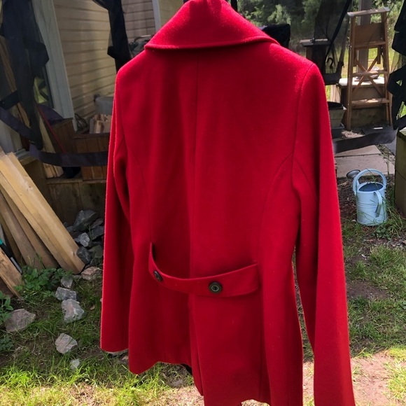 Le Chateau Red Vibrant Wool Blend Pea Coat size medium - Picture 8 of 11
